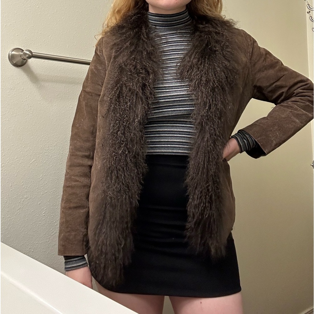 Brown fur lined coat